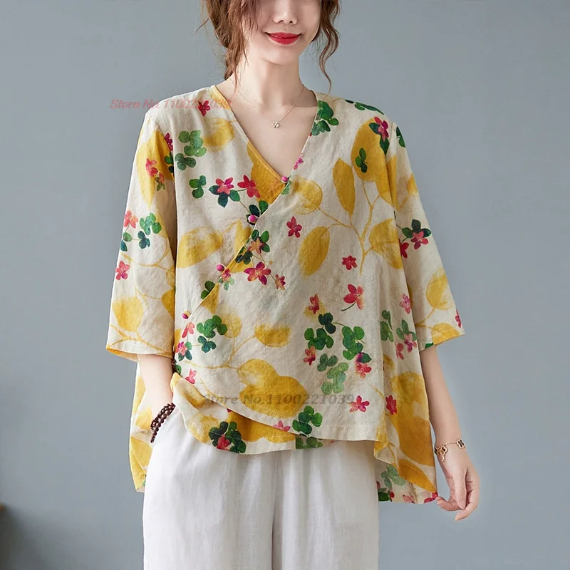 2023 chinese vintage blouse hanfu tops tradtional retro tang suit ethnic cotton linen blouse national flower print v-neck blouse
2023 chinese vintage blouse hanfu tops tradtional retro tang suit ethnic cotton linen blouse national flower print v-neck blouse
