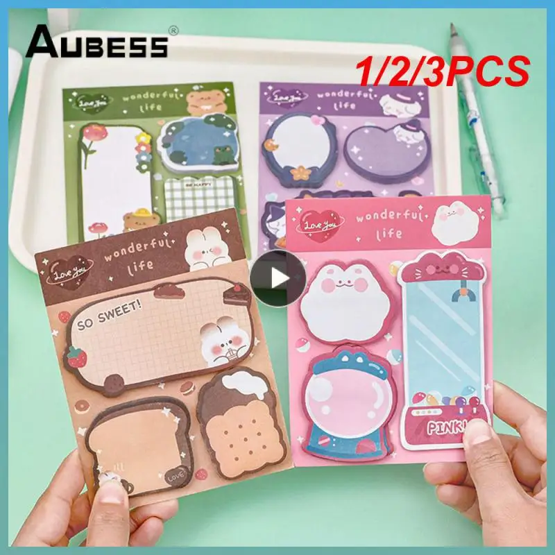 

1/2/3PCS 60sheets Sticky Notes Cute Cartoon Colorful Memo Pad Ins Kawaii Stationery Posted Tabs Its Memo Message Paper School