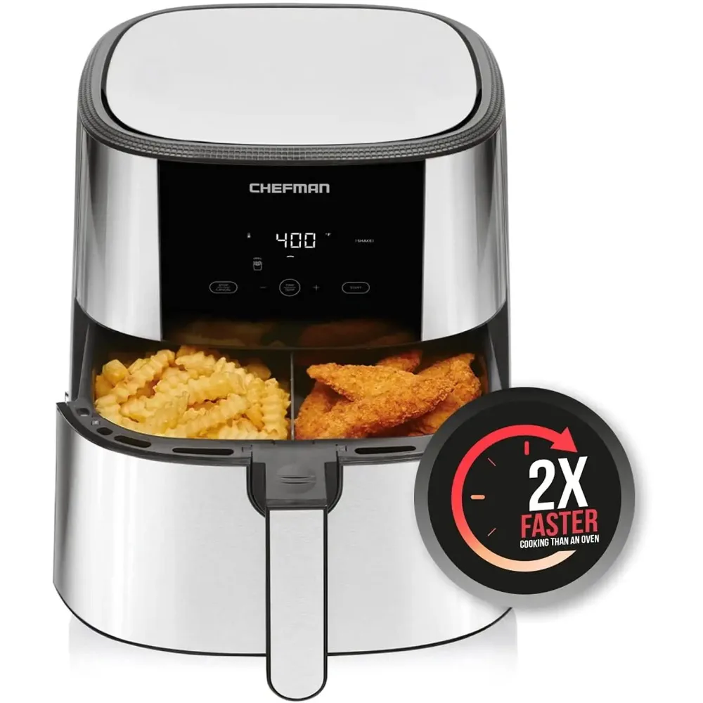 Chefman Turbo Fry Stainless Steel Air Fryer with Basket Divider, 8 Quart 
Chefman Turbo Fry Stainless Steel Air Fryer with Basket Divider, 8 Quart
