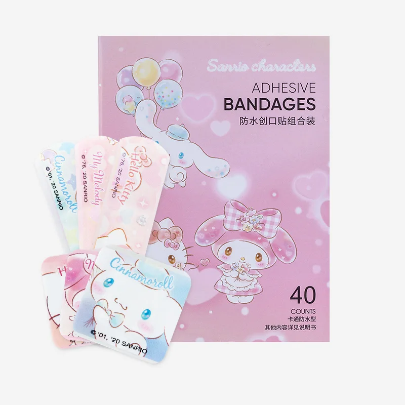 

40Pcs Sanrios Cinnamoroll Waterproof Anime Adhesive Bandages Wound Plaster First Aid Melody Emergency Kit Band Aid Stickers Kids