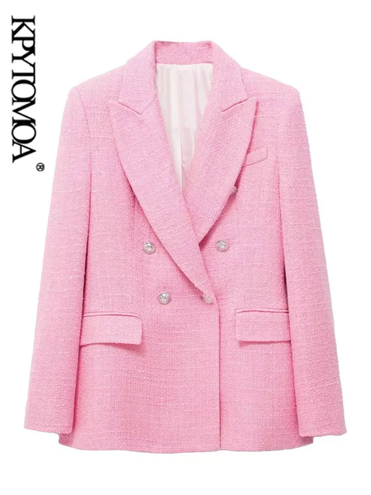 KPYTOMOA Women Fashion Tweed Double Breasted Blazer Coat Vintage Long Sleeve Flap Pockets Female Outerwear Chic Veste Femme
KPYTOMOA Women Fashion Tweed Double Breasted Blazer Coat Vintage Long Sleeve Flap Pockets Female Outerwear Chic Veste Femme