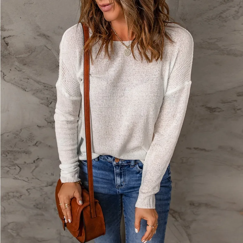 Autumn and Winter New Long Sleeve Sweater Women's European and American Foreign Trade Leisure Versatile Sweater Top 
Autumn and Winter New Long Sleeve Sweater Women's European and American Foreign Trade Leisure Versatile Sweater Top