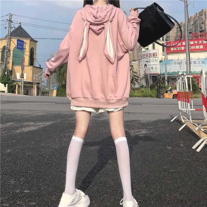 Spring Autumn Y2k Harajuku Rabbit Tops Pink Sweet Long Sleeve Hooded Sweatshirts Cute Loose Kawaii Hoodie Casual Fashion Women
Spring Autumn Y2k Harajuku Rabbit Tops Pink Sweet Long Sleeve Hooded Sweatshirts Cute Loose Kawaii Hoodie Casual Fashion Women