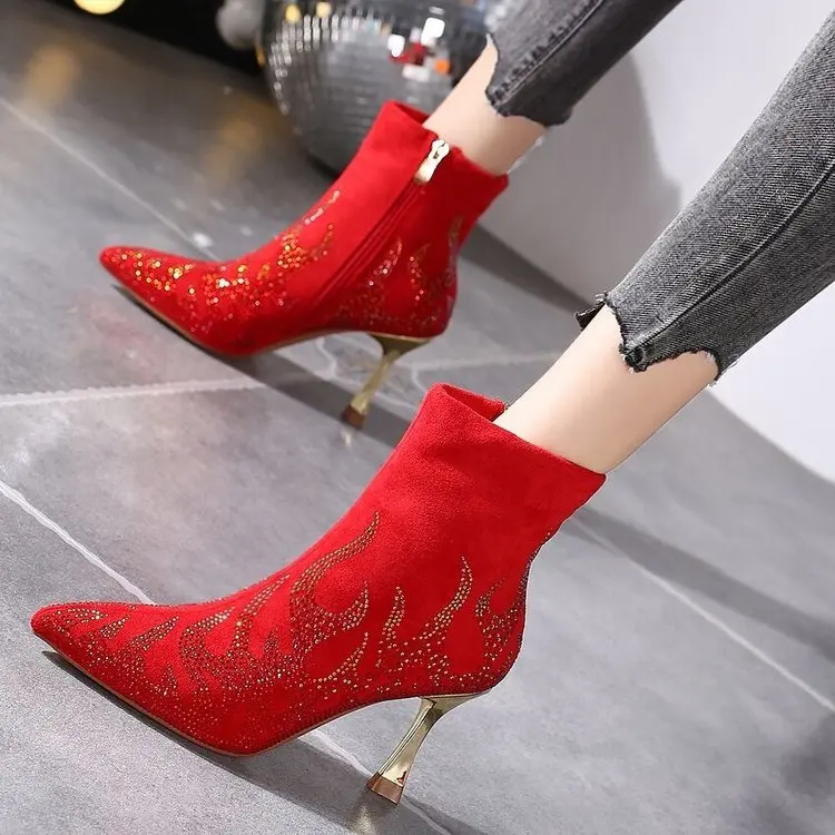 2022 Fashion High Heels Women Pumps Ankle Boots Rhinestone Stiletto Shoes Pumps Woman Short Boots Zipper High Heel Shoes Mujer
2022 Fashion High Heels Women Pumps Ankle Boots Rhinestone Stiletto Shoes Pumps Woman Short Boots Zipper High Heel Shoes Mujer