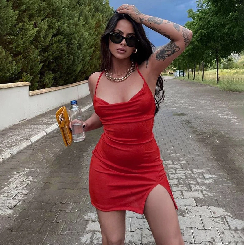 2022 Summer New Products Sexy Fashion Street Temperament Personality Solid Color Suspenders Halter Neck Halter Dress Women's
2022 Summer New Products Sexy Fashion Street Temperament Personality Solid Color Suspenders Halter Neck Halter Dress Women's