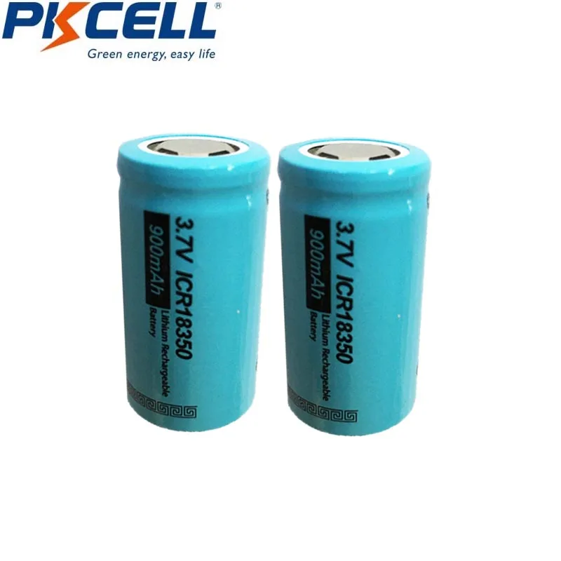 

2PCS PKCELL ICR 18350 Lithium ion Battery 3.7V 900mAh Rechargeable Li-ion Batteries Bateria Baterias