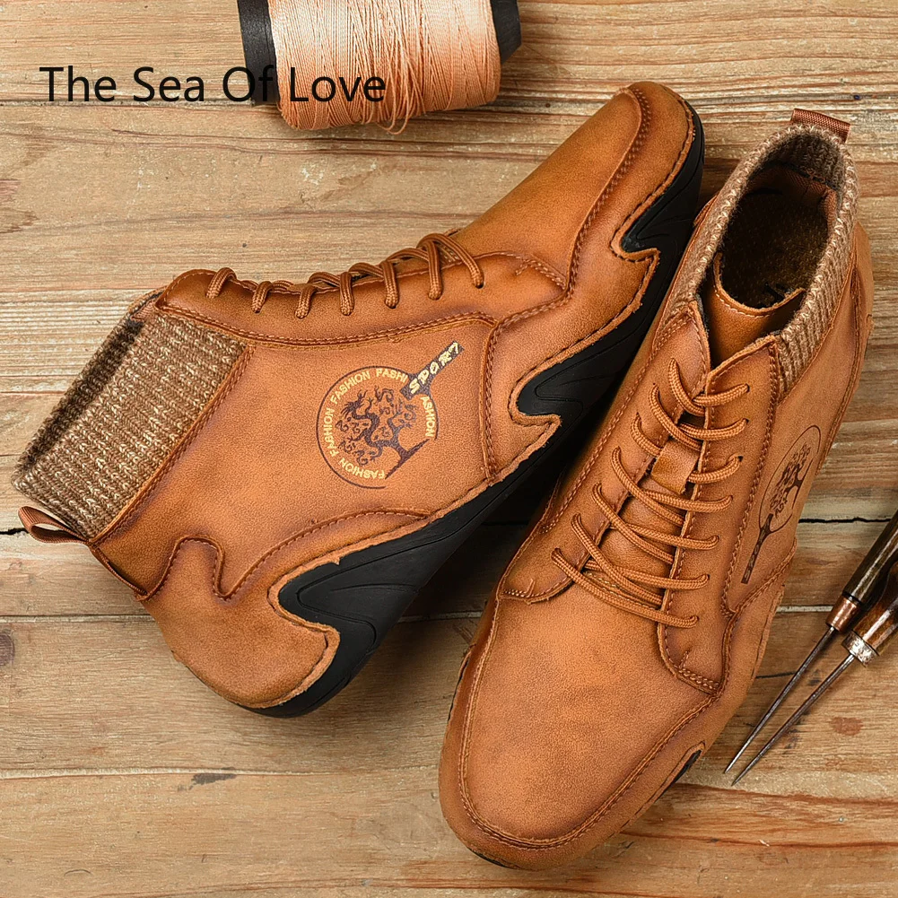 Brand Retro Walking Shoes Leather Men's High-top Design Male Ankle Boots Luxurious Casual Shoes Sneakers Botas Big Size 39-48
Brand Retro Walking Shoes Leather Men's High-top Design Male Ankle Boots Luxurious Casual Shoes Sneakers Botas Big Size 39-48