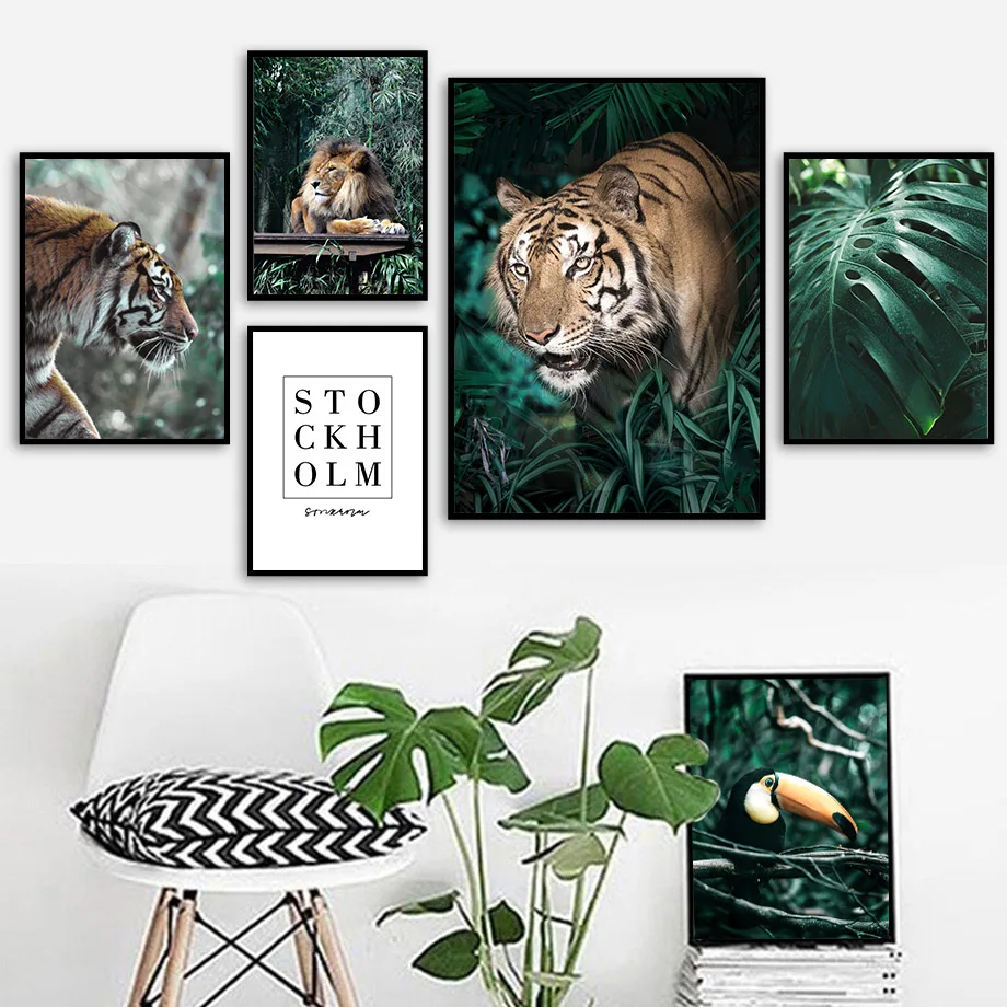 Jungle Wild Tiger Lion Tropical Bird Leaf Wall Art Canvas Painting Nordic Poster And Prints Wall Pictures For Living Room Decor
Jungle Wild Tiger Lion Tropical Bird Leaf Wall Art Canvas Painting Nordic Poster And Prints Wall Pictures For Living Room Decor