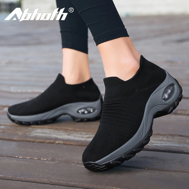 

Abhoth Sneakers Woman Breathable Mesh Shoes Air Cushion Light Slip-on Casual Shoes Sock Plussized Sneaker Thick Bottom Shoes