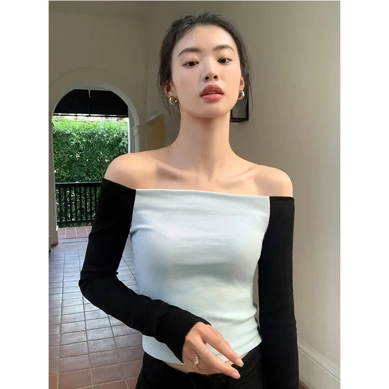 Pure Cotton Slash Neck T Shirts Women Off Shoulder Patchwork Crop Tops Streetwear Korean Elegant Backless Long Sleeve Slim Tees
Pure Cotton Slash Neck T Shirts Women Off Shoulder Patchwork Crop Tops Streetwear Korean Elegant Backless Long Sleeve Slim Tees