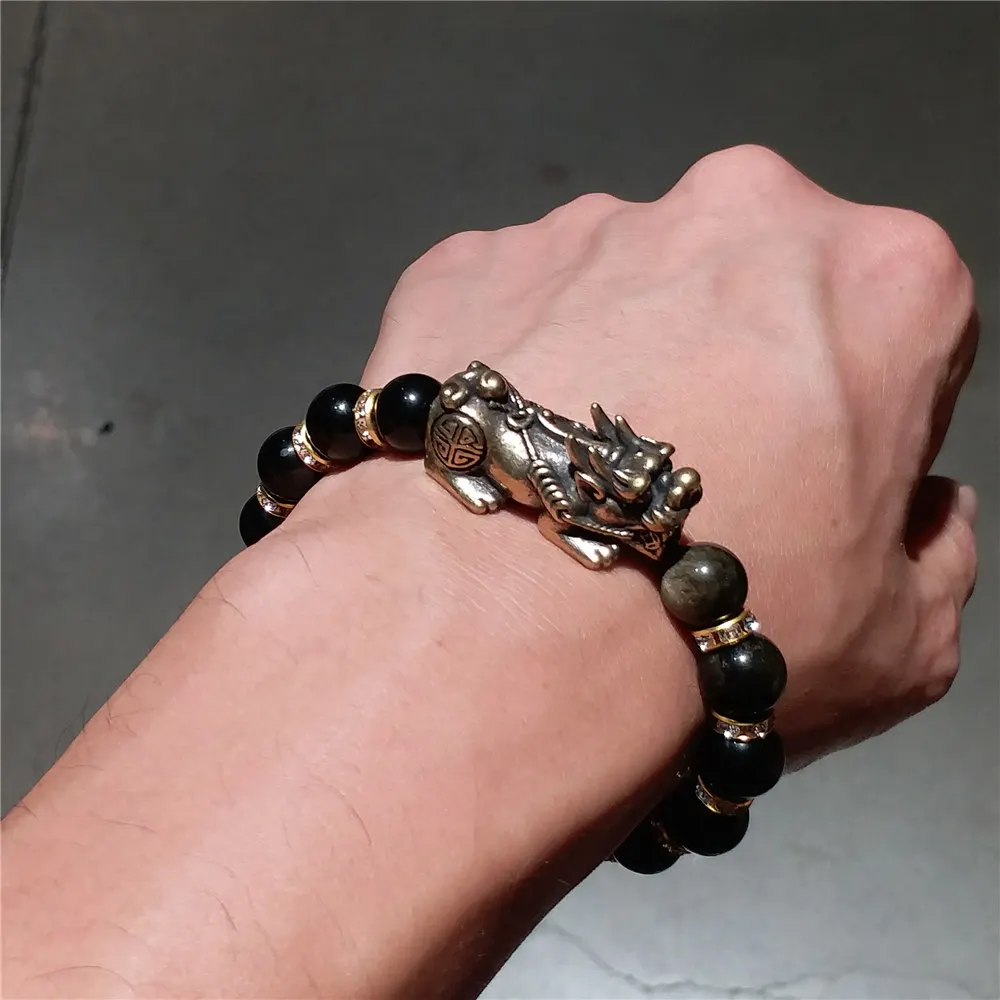 Gold Obsidian Fengshui Prosperity Natural Bead Bracelets PiXiu / PiYao Attract Wealth and Good Luck Bracelet For Men Gift 10mm
Gold Obsidian Fengshui Prosperity Natural Bead Bracelets PiXiu / PiYao Attract Wealth and Good Luck Bracelet For Men Gift 10mm