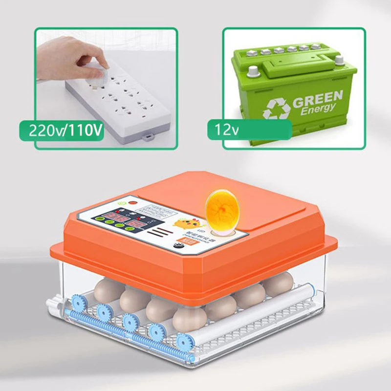 

220/110V 12V Automatic Incubation Machine 16pcs Chick Eggs Incubator Bird Quail Chicken Goose Poultry Hatcher Farm Brooder