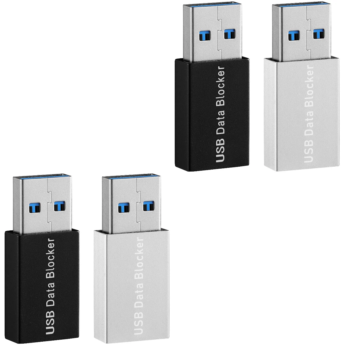 

4 Pcs Data Blocker Charge-Only Adapter USB Connector Against Juice Jacking Chargers Miniature Aluminum Alloy Blocking Sync