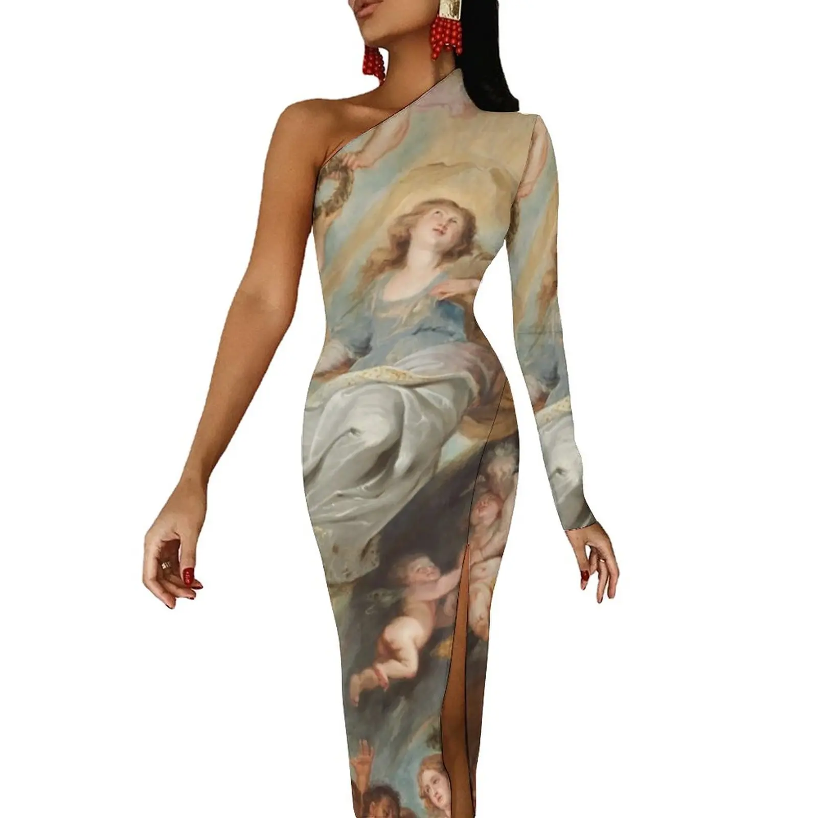 Virgin Mary Side Split Bodycon Dress Female The Assumption of The Virgin Vintage Maxi Dress One Shoulder Aesthetic Print Dresses
Virgin Mary Side Split Bodycon Dress Female The Assumption of The Virgin Vintage Maxi Dress One Shoulder Aesthetic Print Dresses