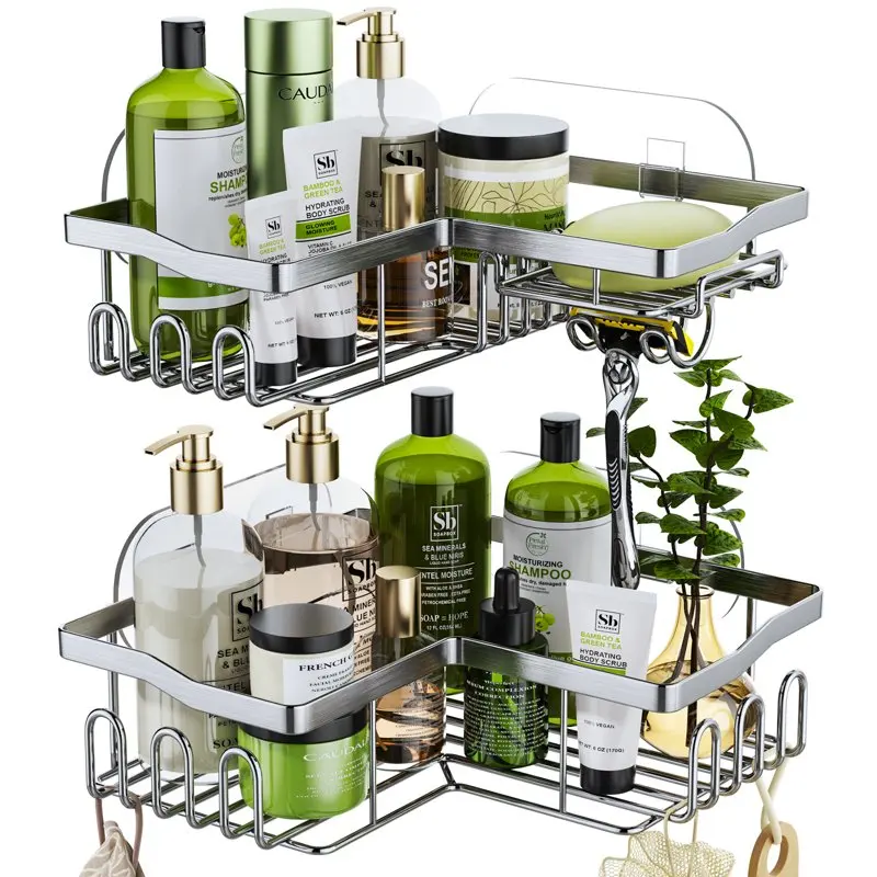 Corner Shower Caddy with Shampoo Holder, Shower Organizer Shower Storage Shelf with 11 Hooks, No Drilling Rust Stainless Steel
Corner Shower Caddy with Shampoo Holder, Shower Organizer Shower Storage Shelf with 11 Hooks, No Drilling Rust Stainless Steel