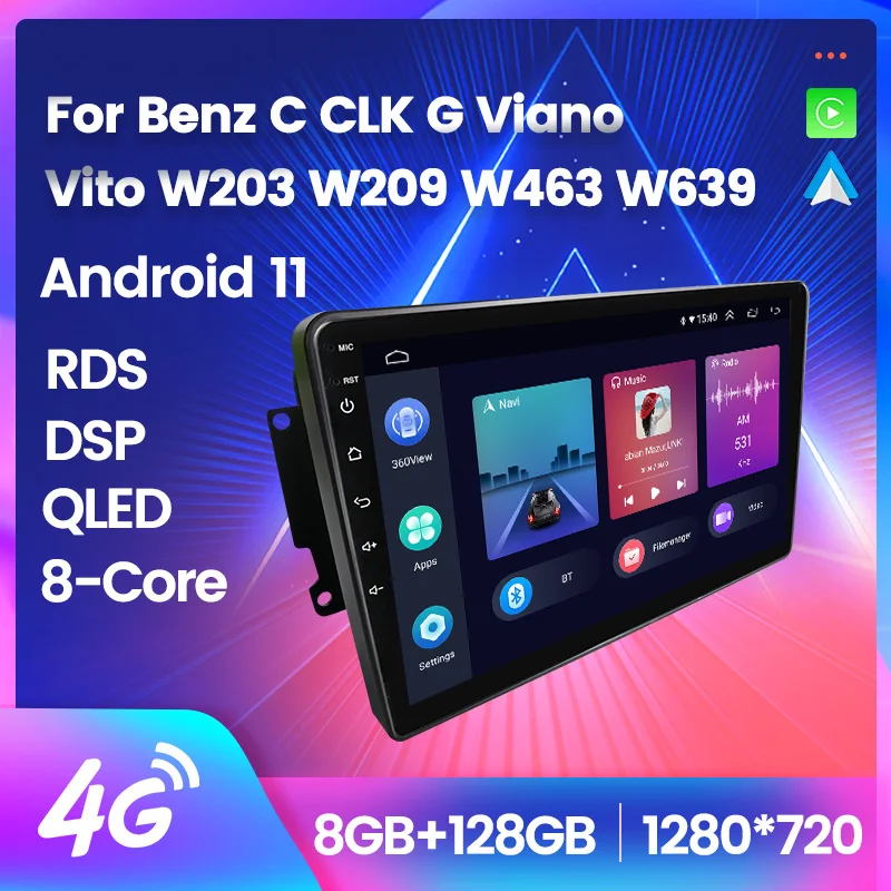 Автомагнитола на Android 11 для BENZ C CLK G Viano Vito W203 W209 W463 W639 с GPS-плеером, 8-ядерным процессором, встроенным Carplay + Auto DSP RDS QLED
Автомагнитола на Android 11 для BENZ C CLK G Viano Vito W203 W209 W463 W639 с GPS-плеером, 8-ядерным процессором, встроенным Carplay + Auto DSP RDS QLED