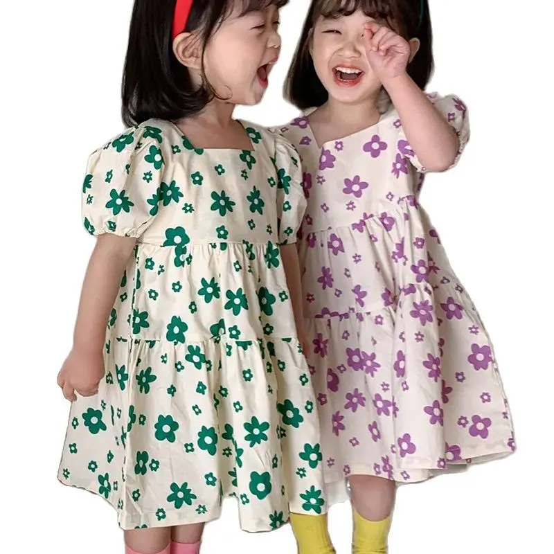 2022 Summer Puff Sleeve Floral Dress Korean Style Casual Dress Children Dresses Kids' Dresses For 2-6 Years 
2022 Summer Puff Sleeve Floral Dress Korean Style Casual Dress Children Dresses Kids' Dresses For 2-6 Years