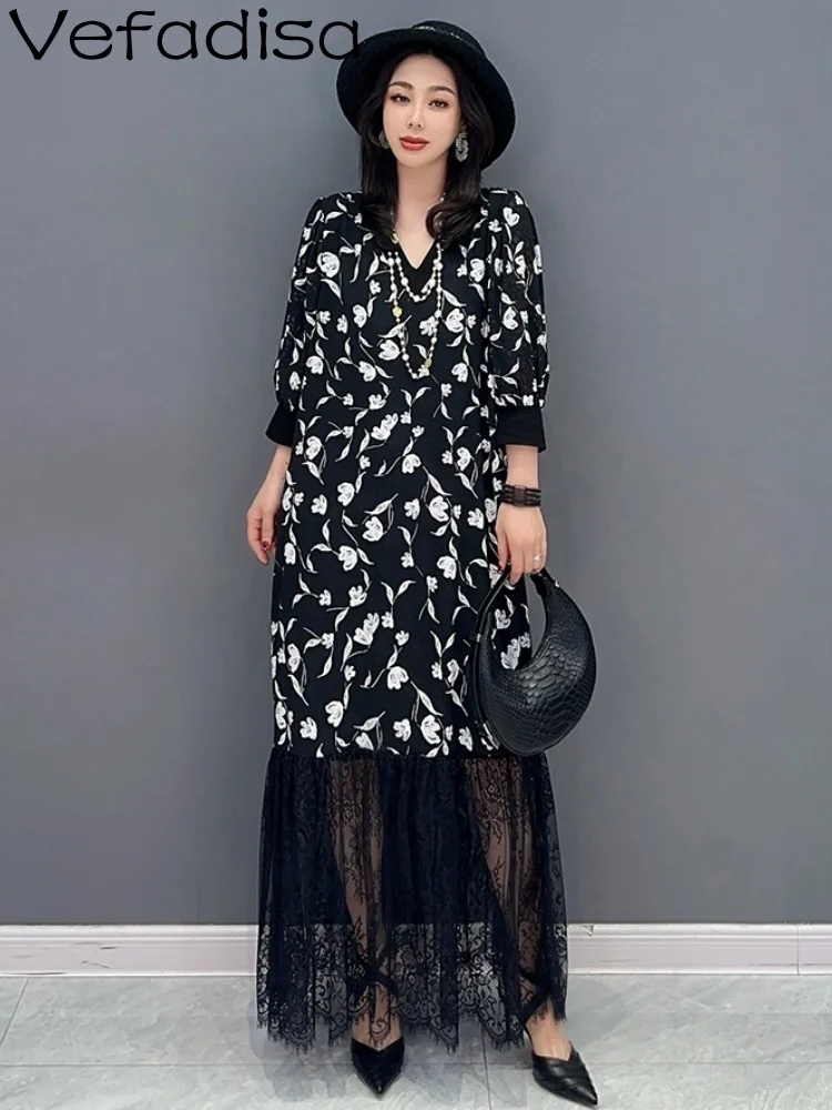 Vefadisa 2023 Spring Summer New Fashion Splice Lace V-neck Dress Black Slim Women Wear Versatile Trendy Girl Flower Dress ZY621
Vefadisa 2023 Spring Summer New Fashion Splice Lace V-neck Dress Black Slim Women Wear Versatile Trendy Girl Flower Dress ZY621