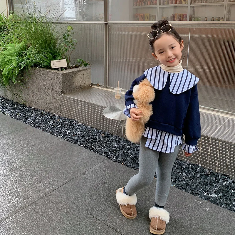 MILA CHOU 2022 Winter Girls Fake Two Piece Sweater Children Fleece Peter Pan Collar Navy Blue Top Kids Patchwork Clothes
MILA CHOU 2022 Winter Girls Fake Two Piece Sweater Children Fleece Peter Pan Collar Navy Blue Top Kids Patchwork Clothes
