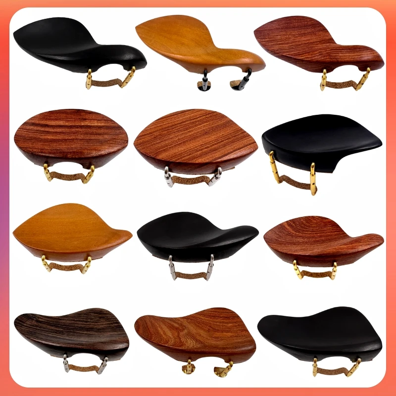 

1pcs 4/4 3/4 1/2 1/4 Violin Chinrest installed clamp Fiddle Chin Rest with Silver/gold bracket screw Rosewood/Ebony wood