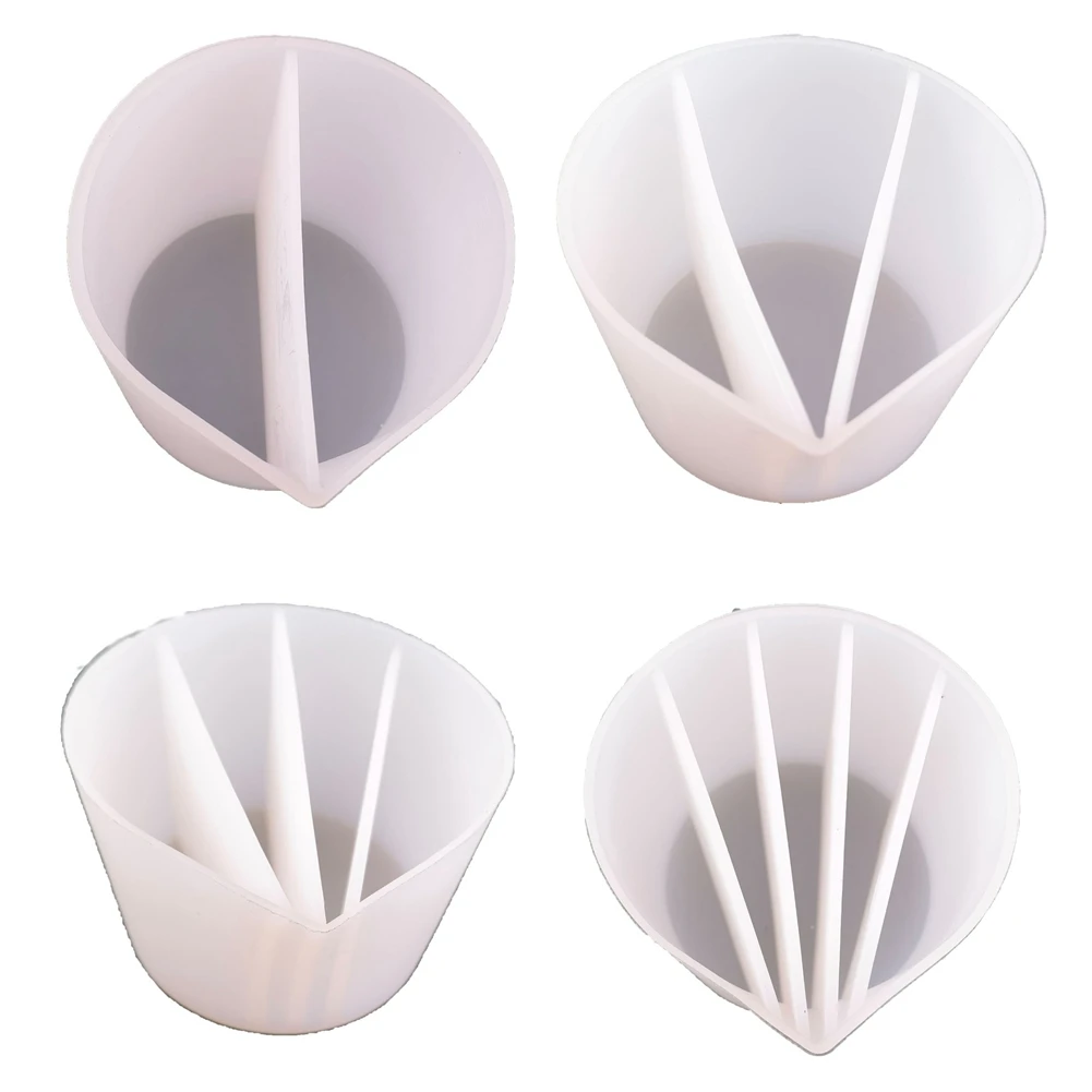 

4Pc Silicone Split Cups for Paints Pouring Acrylic Paint Pour Cup 2/3/4/5 Channels Dividers DIY Epoxy Resin Tools,White