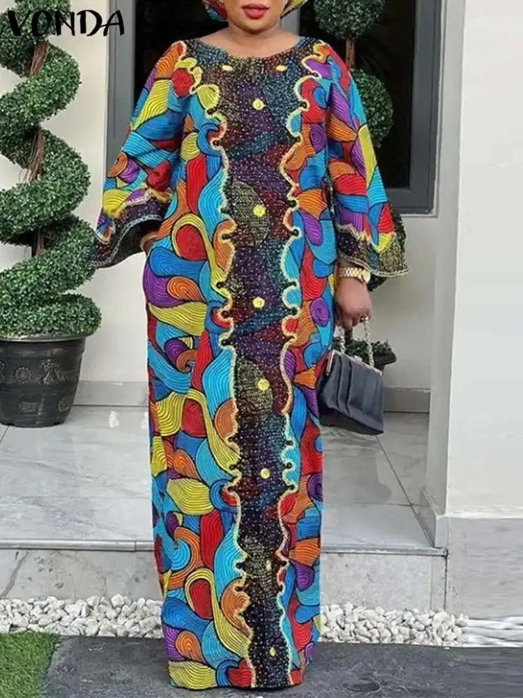 2023 летний сарафан VONDA, богемное Платье макси с принтом, Женский винтажный Повседневный свободный пляжный праздничный халат с длинным расширяющимся книзу рукавом и карманами
2023 летний сарафан VONDA, богемное Платье макси с принтом, Женский винтажный Повседневный свободный пляжный праздничный халат с длинным расширяющимся книзу рукавом и карманами