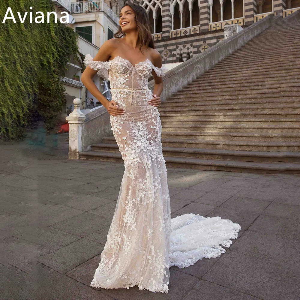 Aviana Sweetheart Off Shoulder Lace Appliques Mermaid Wedding Dresses Backless Sleeveless Bridal Gowns Vestido De Novia
Aviana Sweetheart Off Shoulder Lace Appliques Mermaid Wedding Dresses Backless Sleeveless Bridal Gowns Vestido De Novia