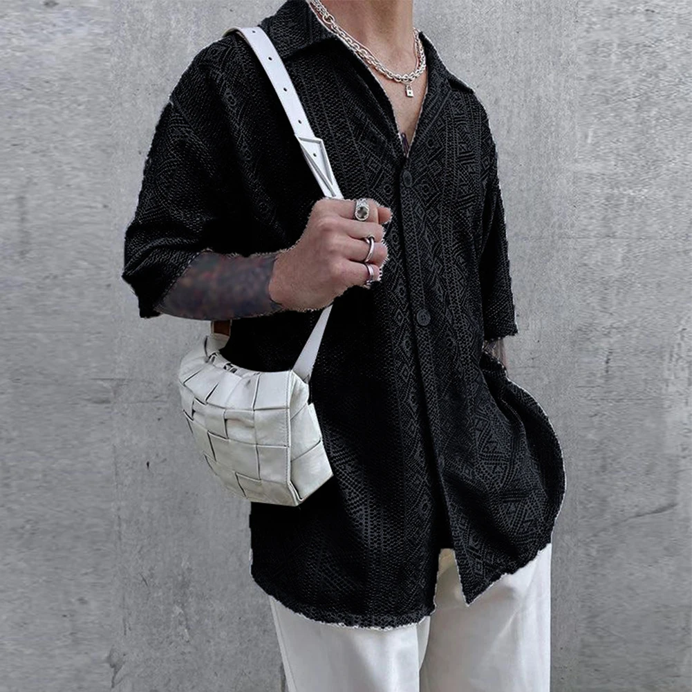 Fashion New Men See Through Shirt Middle Sleeve Clubwear Collar Shirts Transparent Lace Tops Slim Fit Prom Party Social Clothes
Fashion New Men See Through Shirt Middle Sleeve Clubwear Collar Shirts Transparent Lace Tops Slim Fit Prom Party Social Clothes