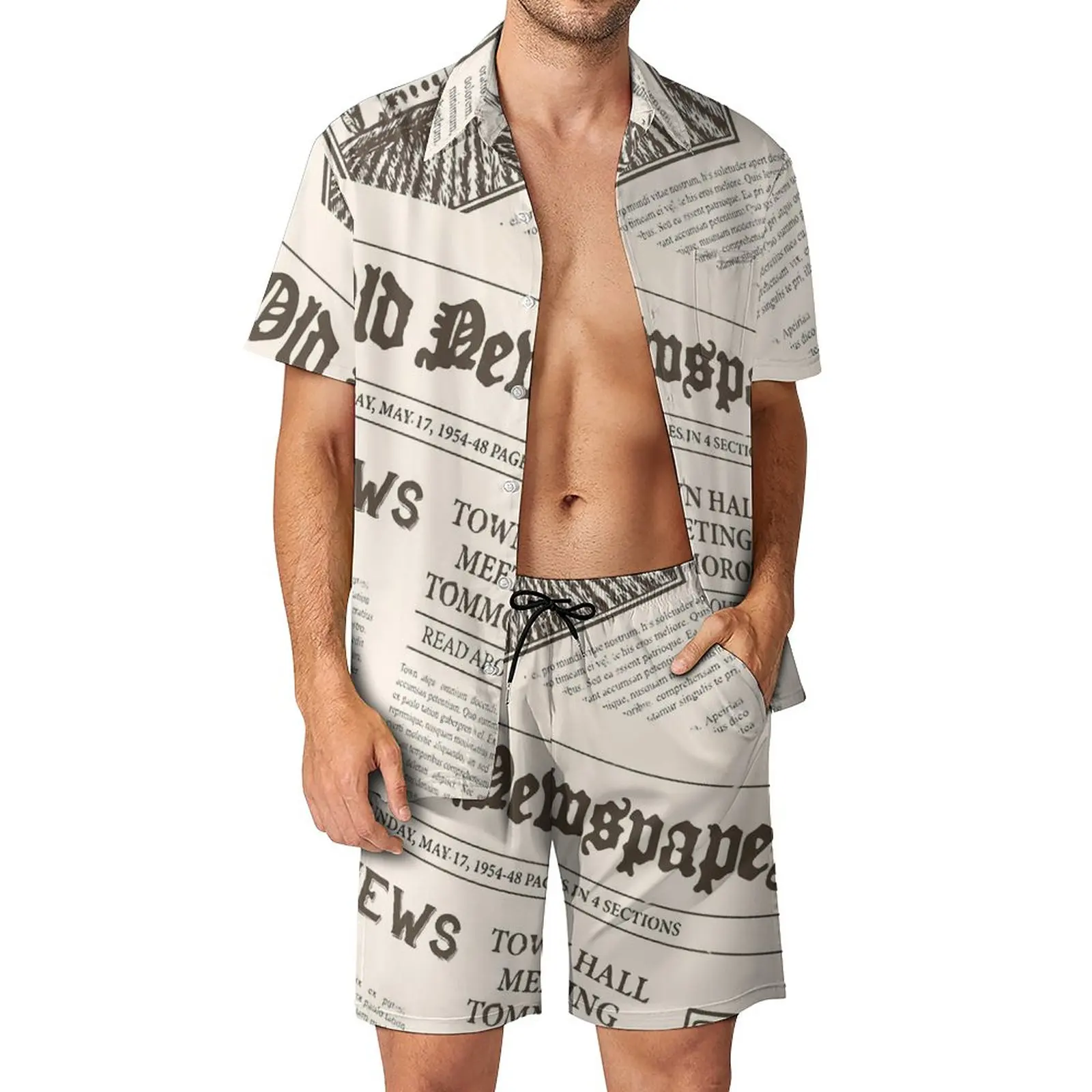 Old Newspaper Men Sets Vintage Letter Print Casual Shorts Beach Shirt Set Vintage Graphic Suit Short Sleeves Oversized Clothing
Old Newspaper Men Sets Vintage Letter Print Casual Shorts Beach Shirt Set Vintage Graphic Suit Short Sleeves Oversized Clothing