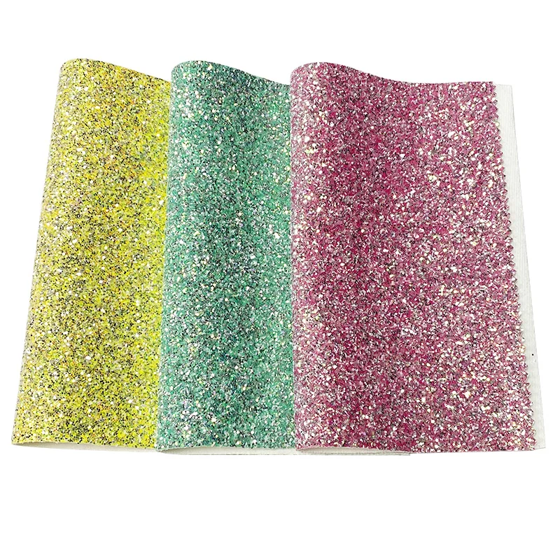 XHT-569 Colorful Sparkling Chunky Glitter Faux Leather Fabric Velvet Backing For Shoes/Bags/Wallets/DIY Accessories
XHT-569 Colorful Sparkling Chunky Glitter Faux Leather Fabric Velvet Backing For Shoes/Bags/Wallets/DIY Accessories