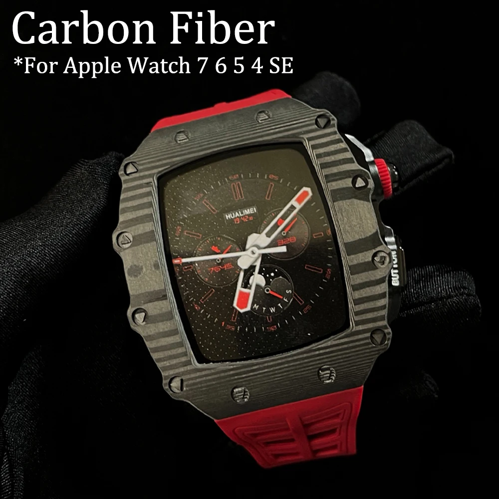 Carbon Fiber Alloy Case For Apple Watch Rubber Band Series 7 6 5 4 SE Luxury Modification Kit For iWatch 7 45mm 44mm Metal Cover
Carbon Fiber Alloy Case For Apple Watch Rubber Band Series 7 6 5 4 SE Luxury Modification Kit For iWatch 7 45mm 44mm Metal Cover