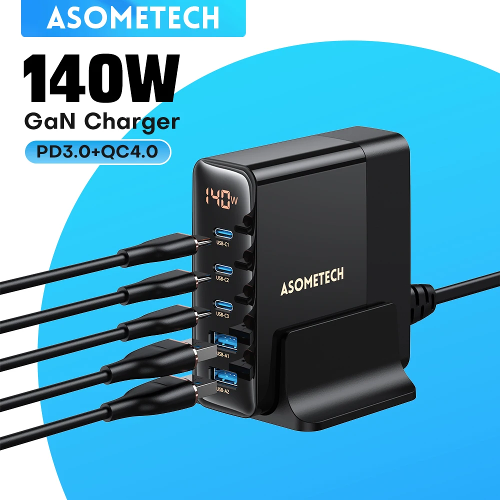 140W GaN USB Charger Multi-Port USB Charging Station Quick Charge PD PPS Fast Charging for IPhone 14 13 Xiaomi Samsung MacBook
140W GaN USB Charger Multi-Port USB Charging Station Quick Charge PD PPS Fast Charging for IPhone 14 13 Xiaomi Samsung MacBook