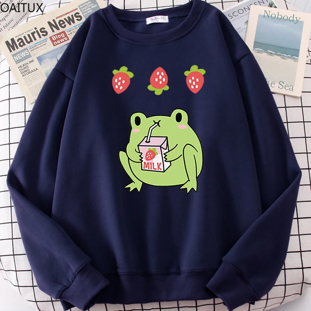 3XL кавайные женские свитшоты, милая одежда с принтом лягушки, питьевой клубники, молока, чая, женский милый топ для девушек, пальто с животными в стиле хип-хоп для женщин 
3XL кавайные женские свитшоты, милая одежда с принтом лягушки, питьевой клубники, молока, чая, женский милый топ для девушек, пальто с животными в стиле хип-хоп для женщин