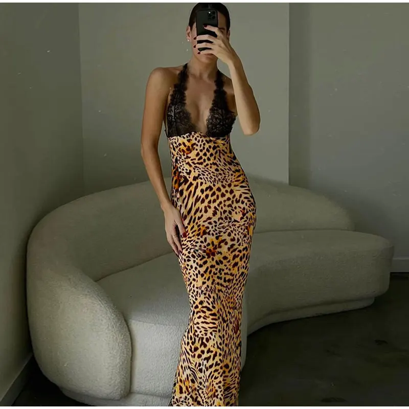 Women Sexy Leopard Print Color Matching Dress Female Open Back Sleeveless Sling Dresses Summer Grace Chic Party Lady Vestidos
Women Sexy Leopard Print Color Matching Dress Female Open Back Sleeveless Sling Dresses Summer Grace Chic Party Lady Vestidos