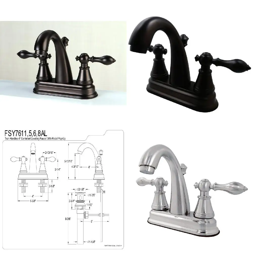 Elegant & Classic Styled Oil Rubbed Bronze FSY7615AL 4 Inch Centerset Faucet with Retail Pop-up - All in One!
Elegant & Classic Styled Oil Rubbed Bronze FSY7615AL 4 Inch Centerset Faucet with Retail Pop-up - All in One!