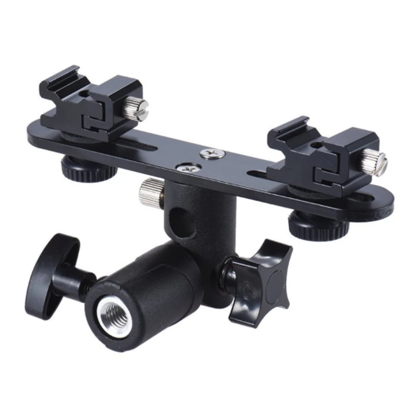 Dual Flash Bracket 2-Hot Shoe Mount Speedlight Stand Umbrella Holder Fill Light Bracket 1/4'' 3/8'' for DSLR Camera
Dual Flash Bracket 2-Hot Shoe Mount Speedlight Stand Umbrella Holder Fill Light Bracket 1/4'' 3/8'' for DSLR Camera