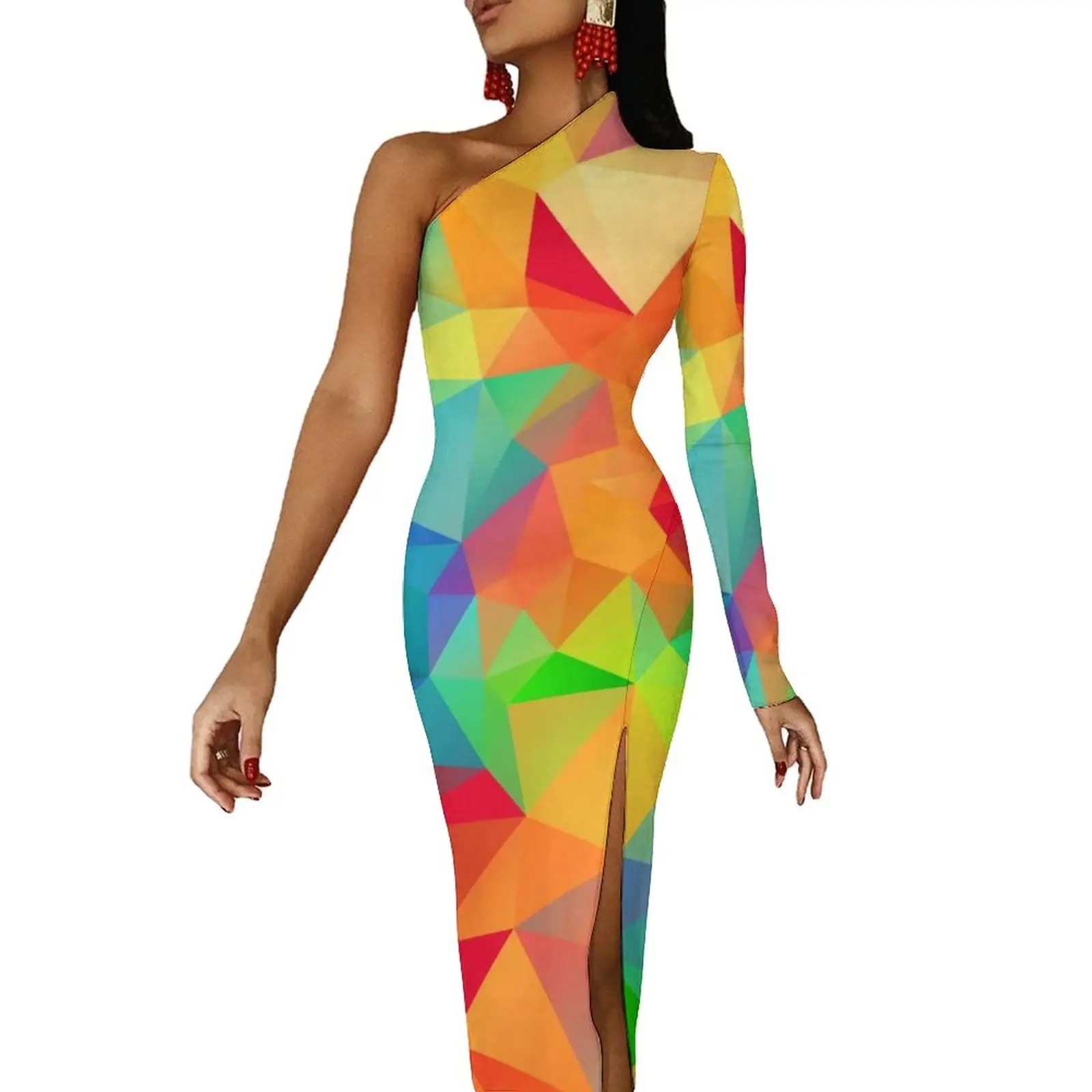 Ombre Print Bodycon Dress Spring Colorful Polygon Pretty Side Split Long Dresses Women Long Sleeve Printed Party Dress
Ombre Print Bodycon Dress Spring Colorful Polygon Pretty Side Split Long Dresses Women Long Sleeve Printed Party Dress