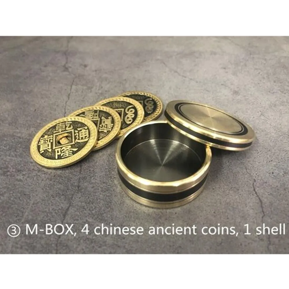 M-BOX By Jimmy Fan (4 Chinese Ancient Coins+1 Shell) Coin Magic Tricks Appear Penetrate Magia Magician Close Up Illusion Gimmick
M-BOX By Jimmy Fan (4 Chinese Ancient Coins+1 Shell) Coin Magic Tricks Appear Penetrate Magia Magician Close Up Illusion Gimmick