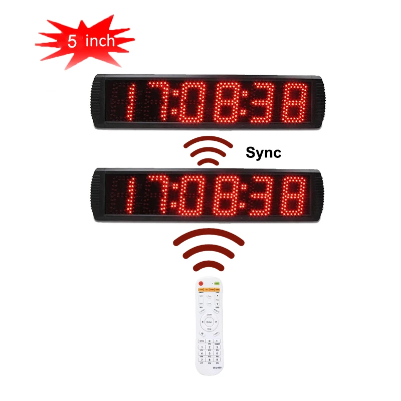 

2 Pieces 5 Inch Led Countdown Timer Wall Wifi Sync Clock with Remote Control & Button Control for Marathon Racing