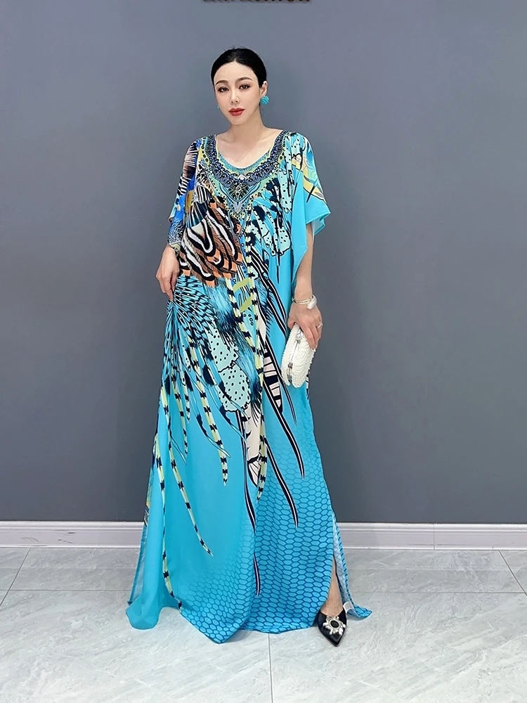 SuperAen Summer 2023 New Korean Bat Sleeves Loose Oversize Long Dress Color-block Printing Fashion Women's Maxi Dress
SuperAen Summer 2023 New Korean Bat Sleeves Loose Oversize Long Dress Color-block Printing Fashion Women's Maxi Dress