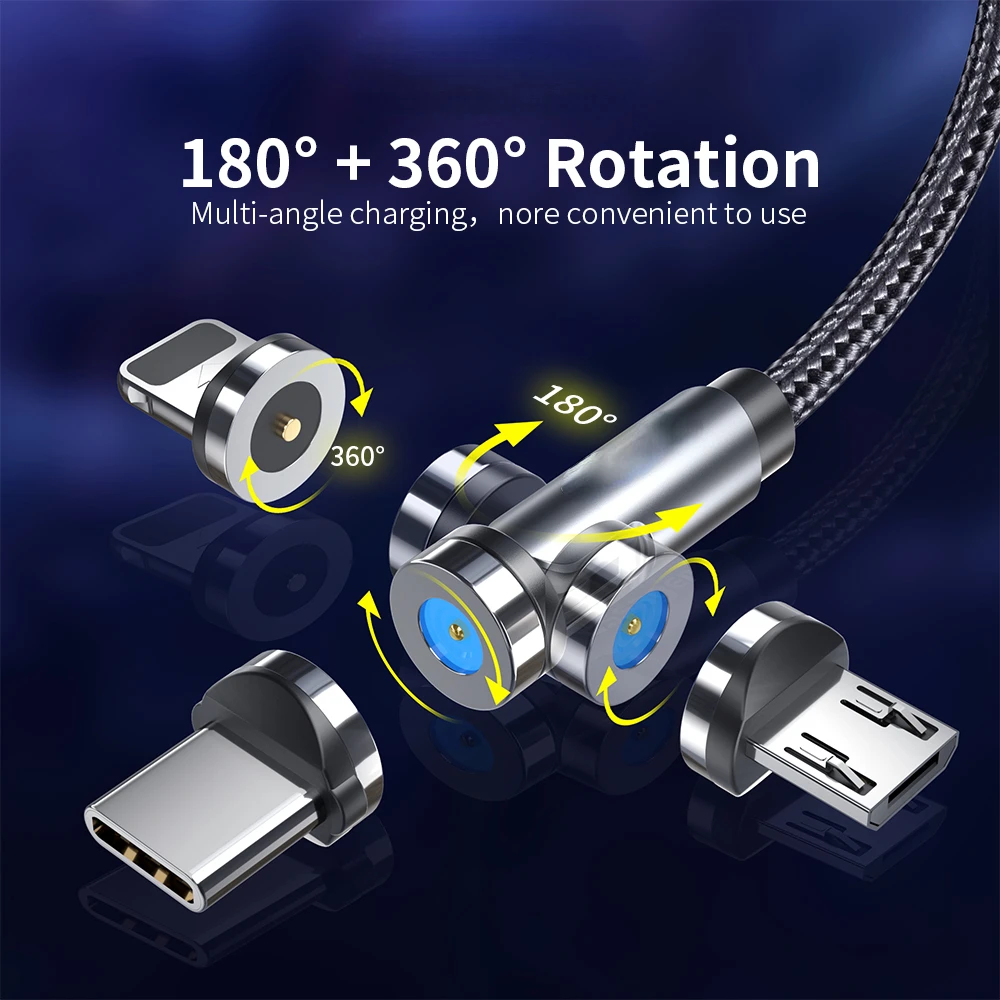 540 Rotate Cable Fast Charging Magnet Charger Micro USB Type C Cable Mobile Phone Wire Cord For iPhone
540 Rotate Cable Fast Charging Magnet Charger Micro USB Type C Cable Mobile Phone Wire Cord For iPhone