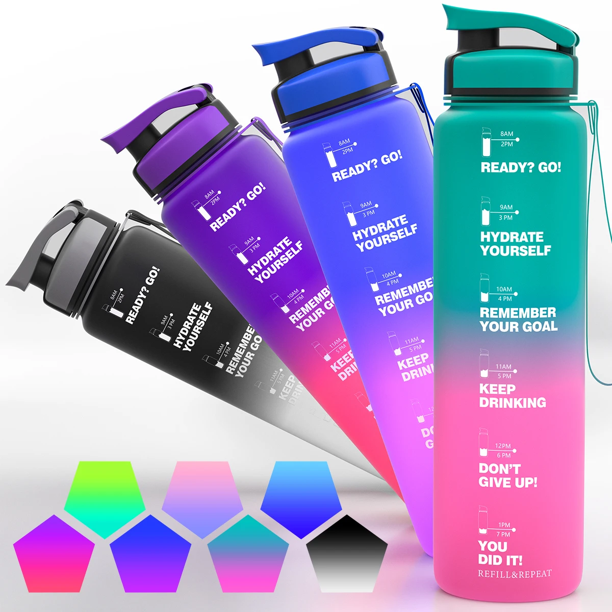 Large Capacity Sport Water Bottle With Time Marker Portable High Temperature Resistant Plastic Cup for Outdoor Sports Fitness
Large Capacity Sport Water Bottle With Time Marker Portable High Temperature Resistant Plastic Cup for Outdoor Sports Fitness