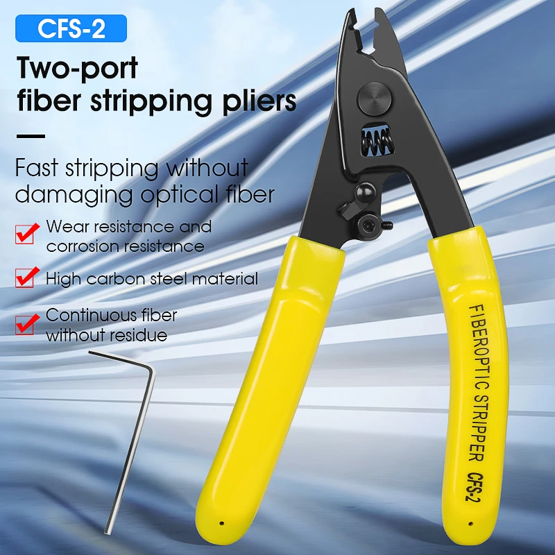 CFS-2 Two-port Fiber Optical Stripper Pliers Wire Strippers for FTTH Tools Optic Stripping Plier Tool
CFS-2 Two-port Fiber Optical Stripper Pliers Wire Strippers for FTTH Tools Optic Stripping Plier Tool