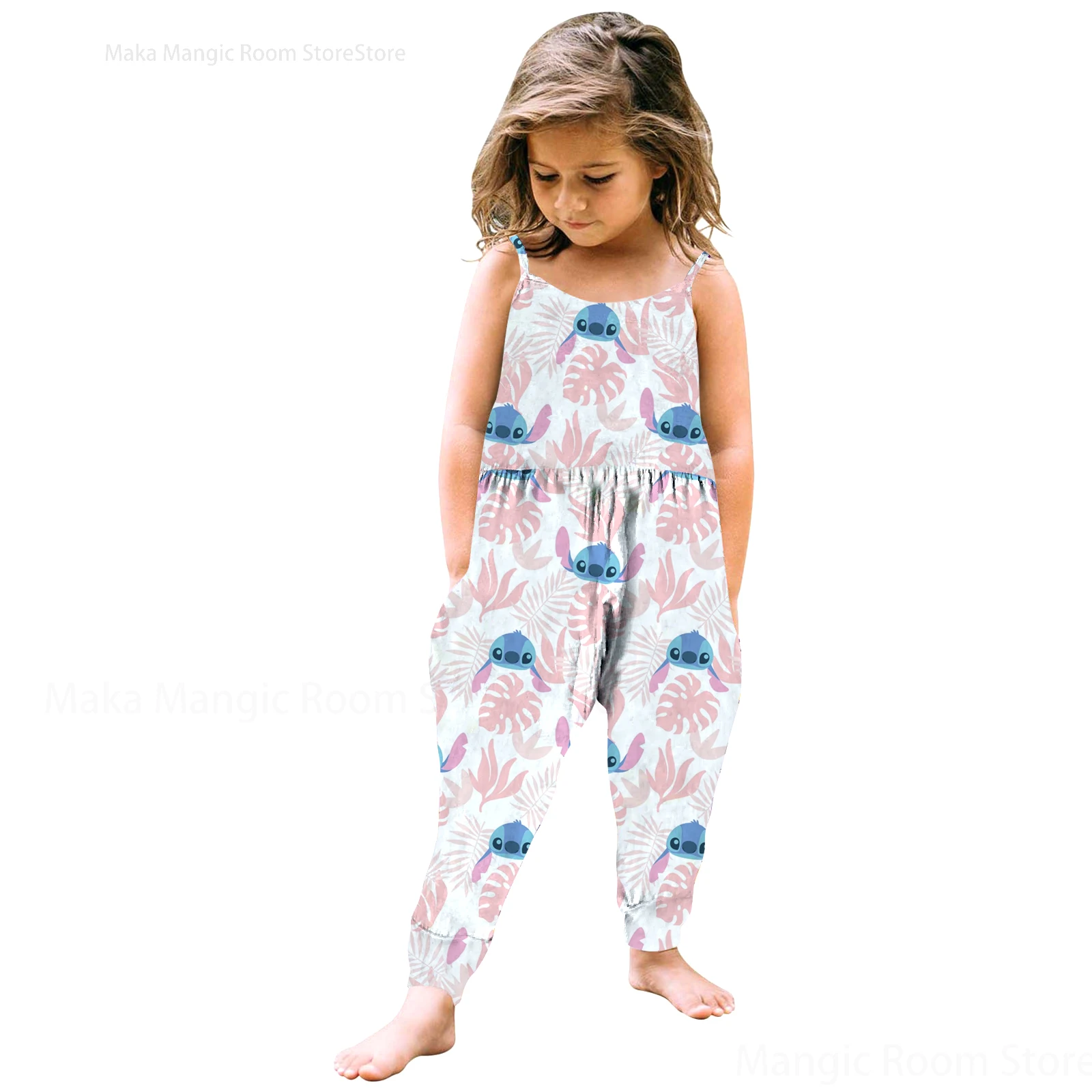 Fashion Baby Kids Girls Disney Stitch Jumpsuit 1-5 Years Spaghetti Strap Sleeveless Pumpkin Print Pennies Clothes
Fashion Baby Kids Girls Disney Stitch Jumpsuit 1-5 Years Spaghetti Strap Sleeveless Pumpkin Print Pennies Clothes