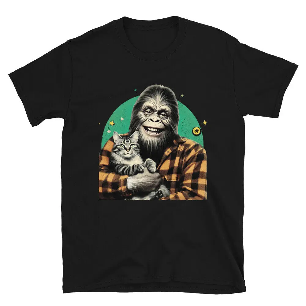 Футболка Bigfoot And Cat восхитительная для мужчин и женщин аниме Графический Топ с