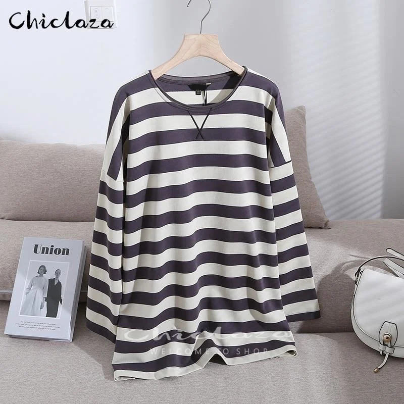 Chiclaza Women 2022 Spring Autumn Vintage Striped Long Sleeve O-neck Pullovers Sweatshirt Female Loose Tops
Chiclaza Women 2022 Spring Autumn Vintage Striped Long Sleeve O-neck Pullovers Sweatshirt Female Loose Tops