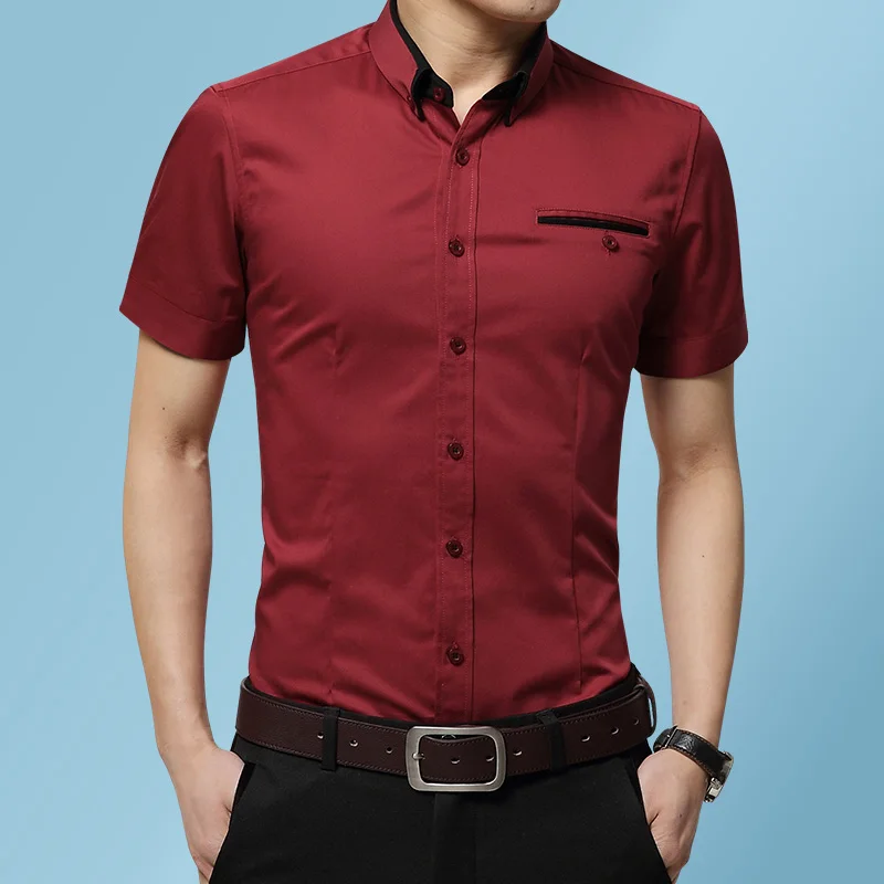 Men's Casual Dress Shirt Summer White Blue Pink Red khaki Male Regular Slim Fit Shirt Men Social shirts men short sleeves K503
Men's Casual Dress Shirt Summer White Blue Pink Red khaki Male Regular Slim Fit Shirt Men Social shirts men short sleeves K503