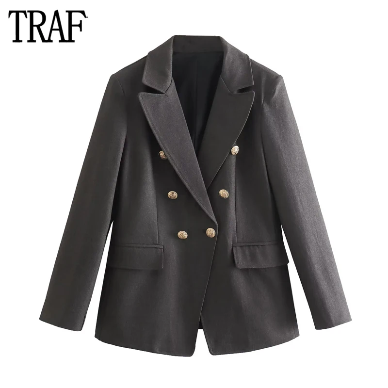TRAF Double Breasted Blazer Women Long Sleeve Jacket Women Winter Office Blazer for Women 2023 Streetwear Coats Blazer Woman
TRAF Double Breasted Blazer Women Long Sleeve Jacket Women Winter Office Blazer for Women 2023 Streetwear Coats Blazer Woman