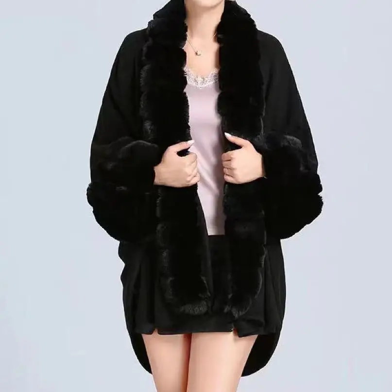 Winter New Women Woolen Coat Design Sense Irregular Fur Collar Shawl Cape Large Size Knitted Cardigan Loose Coat Female Clothing
Winter New Women Woolen Coat Design Sense Irregular Fur Collar Shawl Cape Large Size Knitted Cardigan Loose Coat Female Clothing