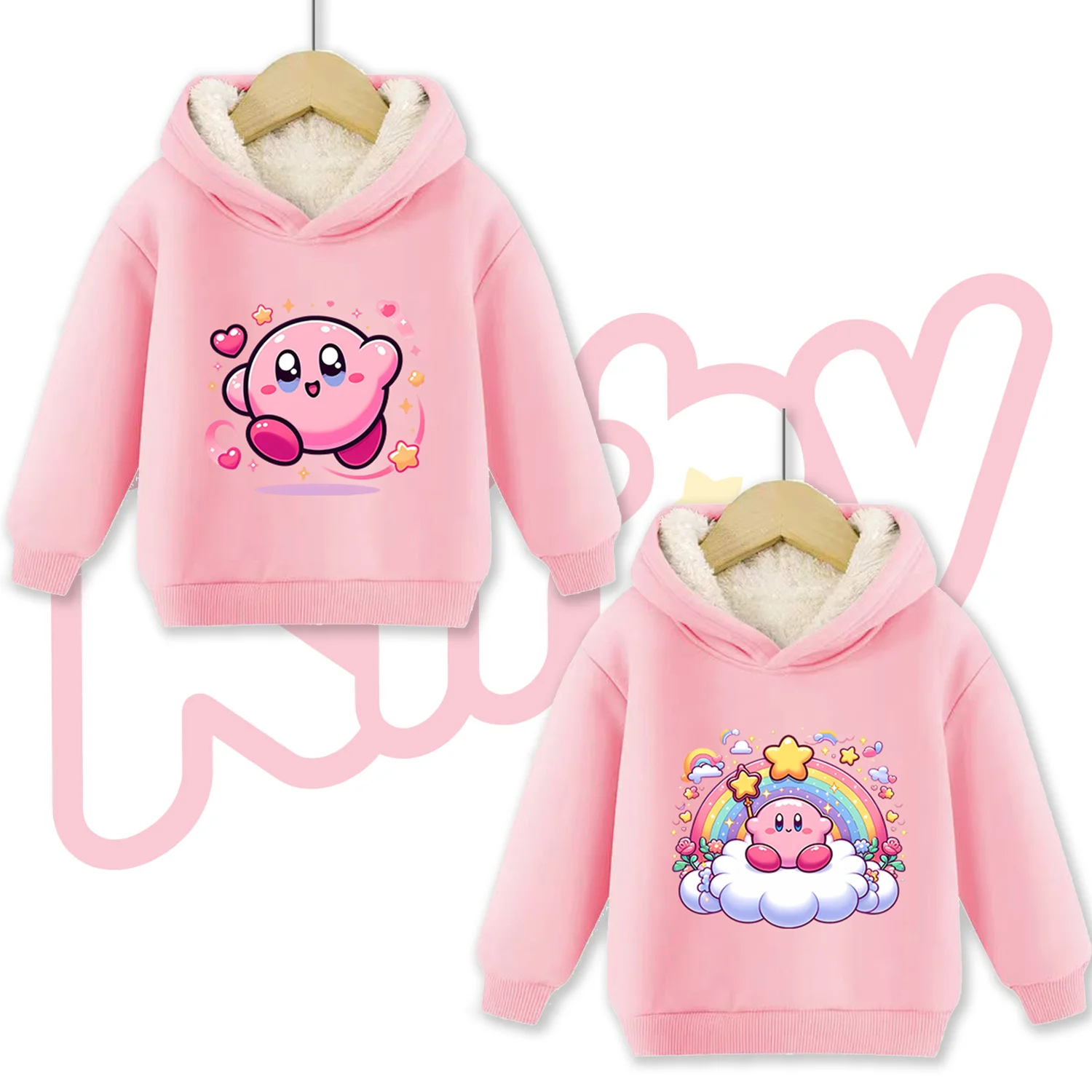 Толстовка Kirby для девочек толстовка с капюшоном рисунком из мультфильма зимняя